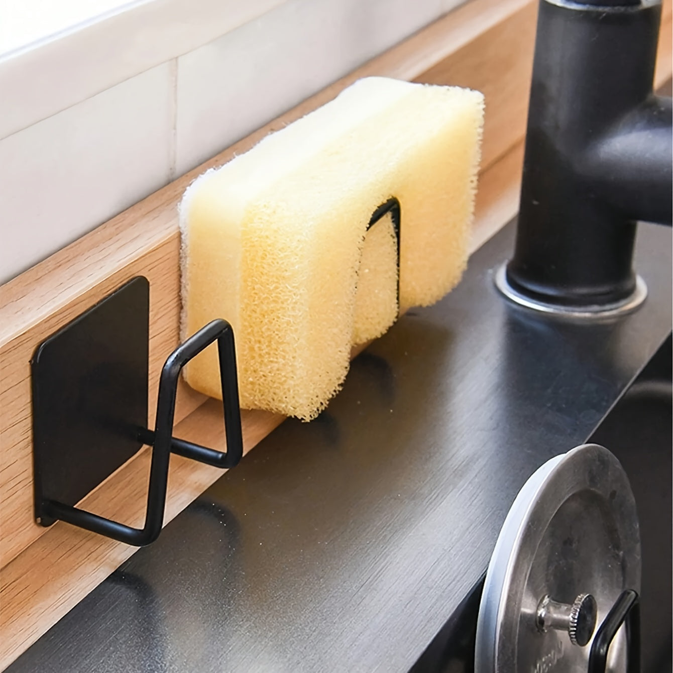 Stainless Steel Wall-Mounted Sink Caddy Metal Sponge Holder Kitchen Storage Rack