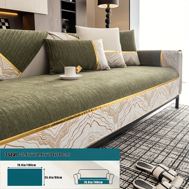 Chenille Sofa Cover for All Seasons Pet-Friendly Non-Slip Fits 1-4 Seater L-Shaped Contemporary