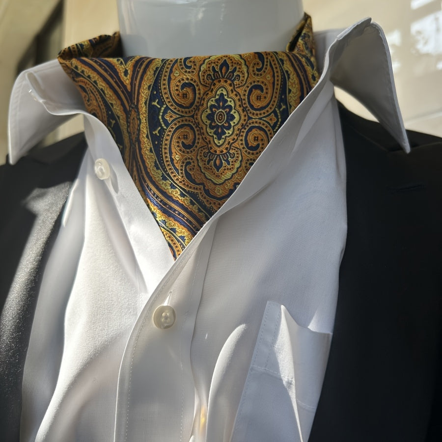 Men's Burgundy Blue Flower Suit Neck Scarf Casual Formal Dress Shirt Accessory