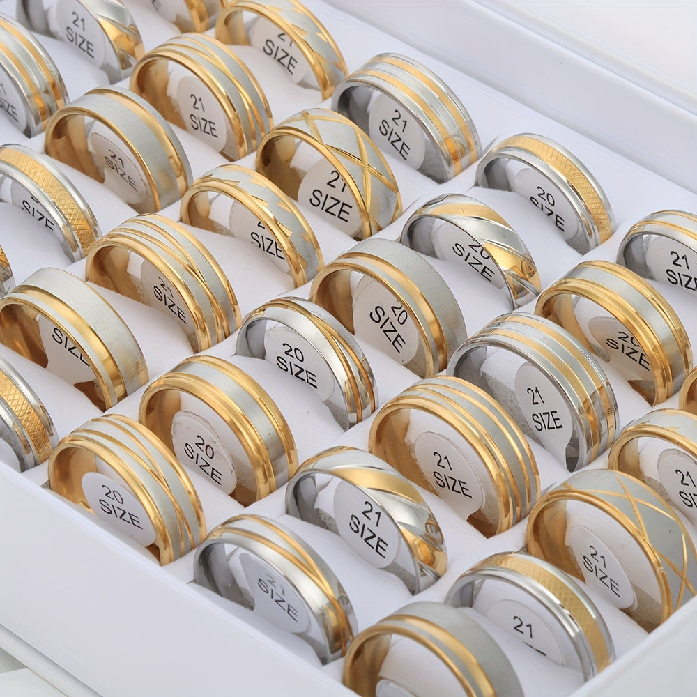 Two-Color Stainless Steel Ring Waterproof Sweat-Proof Jewelry for Men Women