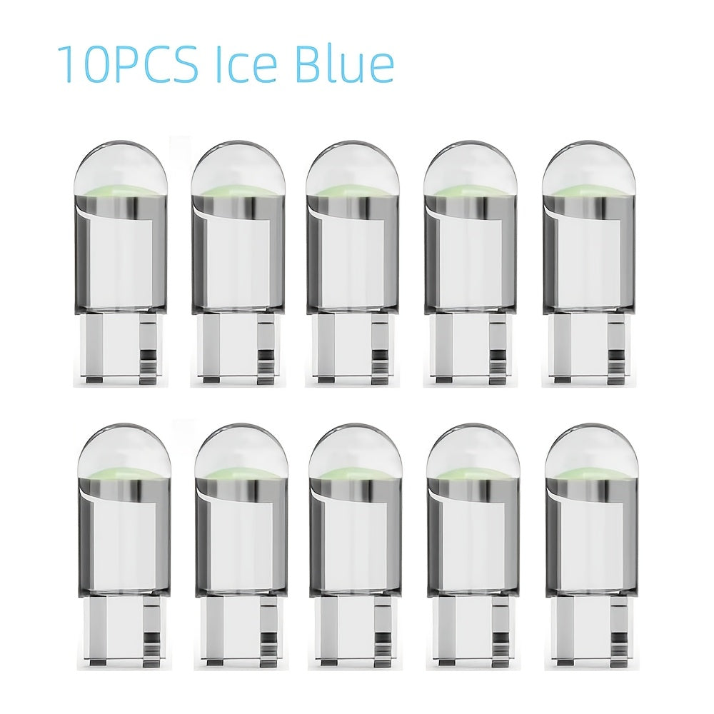 10 piezas de luces LED T10 para interior de coche, 12V, luz blanca brillante, base de cristal, bombillas automotrices