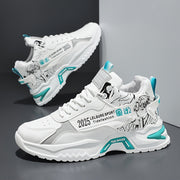 Men's Anime Pattern Lace-Up Non-Slip Platform Sneakers for Outdoor Activities