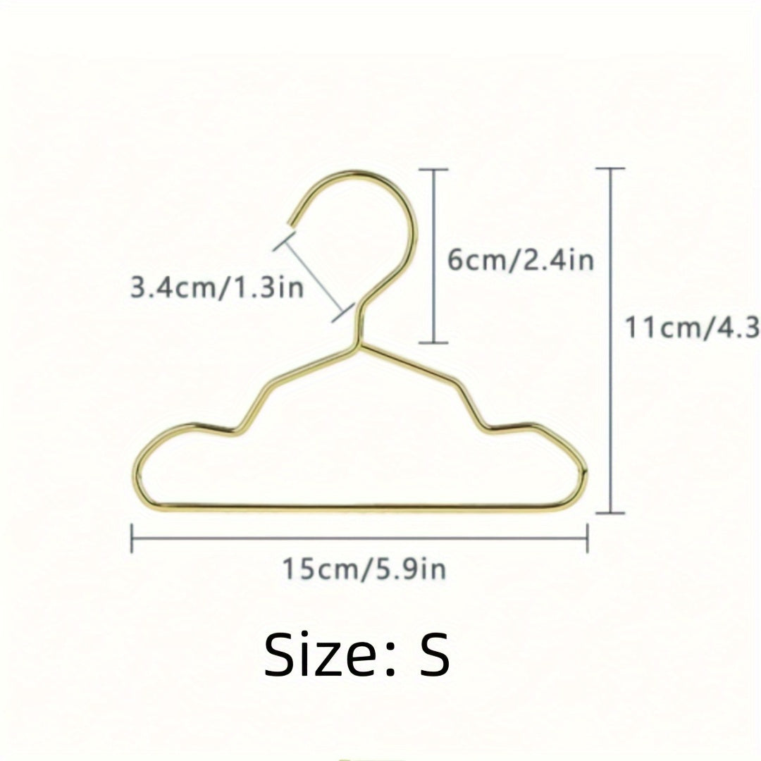 Juego de 10 perchas de metal dorado para ropa de niños para ositos de peluche y muñecas