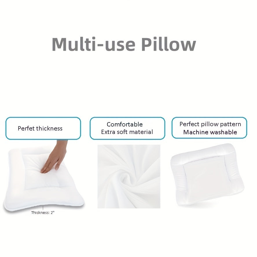 Kids Toddler Pillow Quilted White Polyester Breathable Machine Washable Small