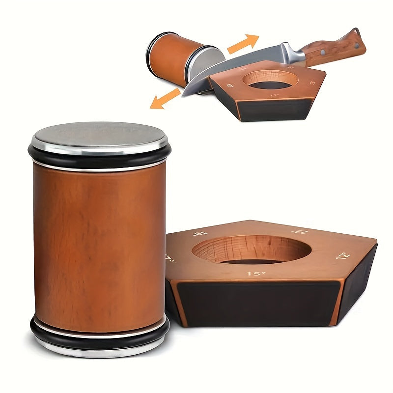 Handcrafted Wooden Knife Sharpener with Five Angled Sides No Power Needed