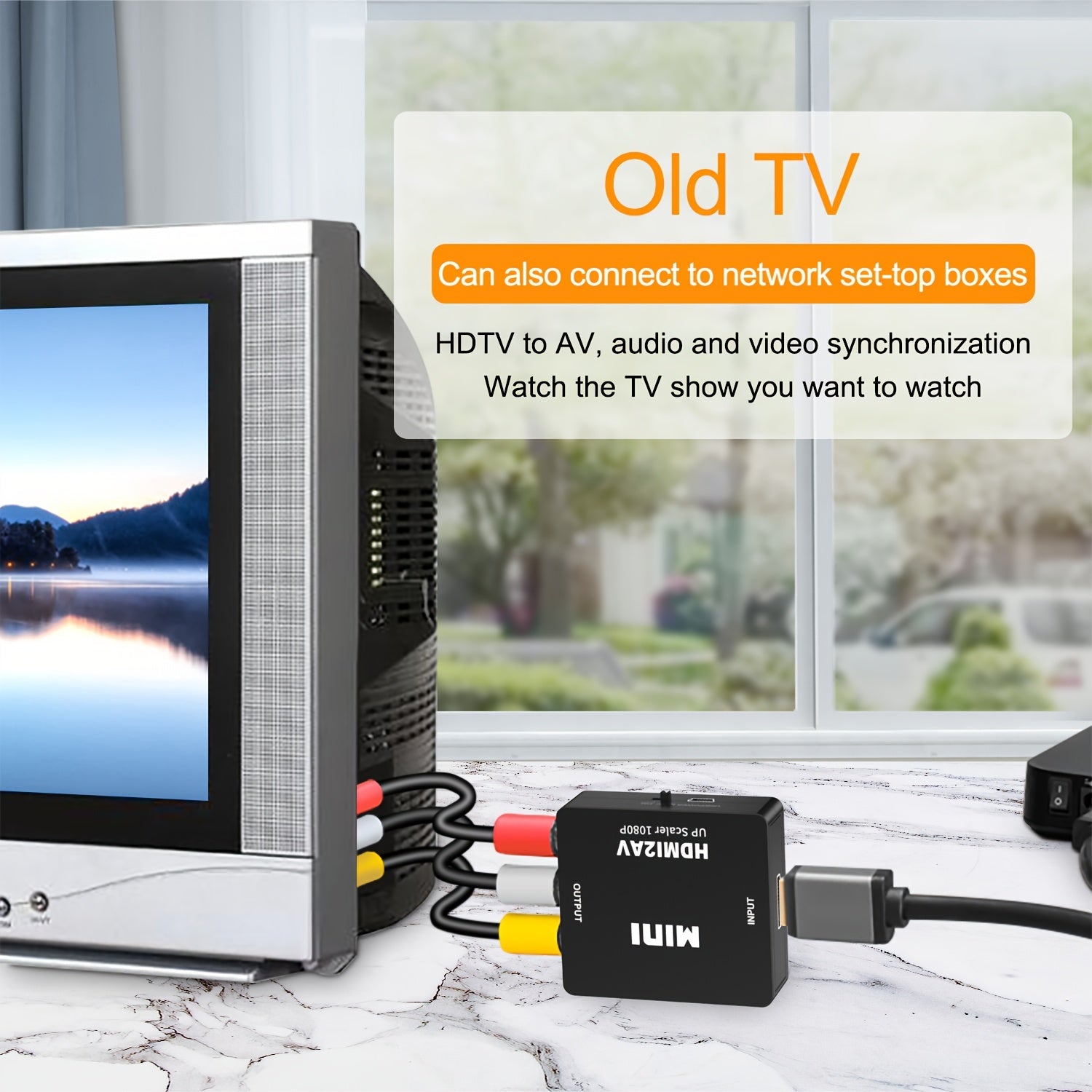 HDTV to RCA Converter for TV Stick Roku Android TV DVD PAL NTSC Support