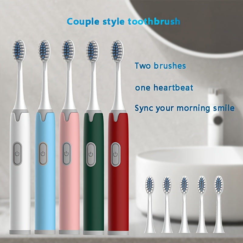 Set de cepillos de dientes eléctricos para parejas, cabezal ultramicro suave, IPX7, alimentado por batería