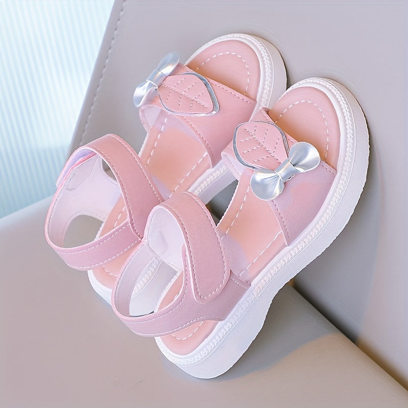 Girls' Summer Open Toe Sandals with Bowknot Lightweight Breathable Rubber Sole