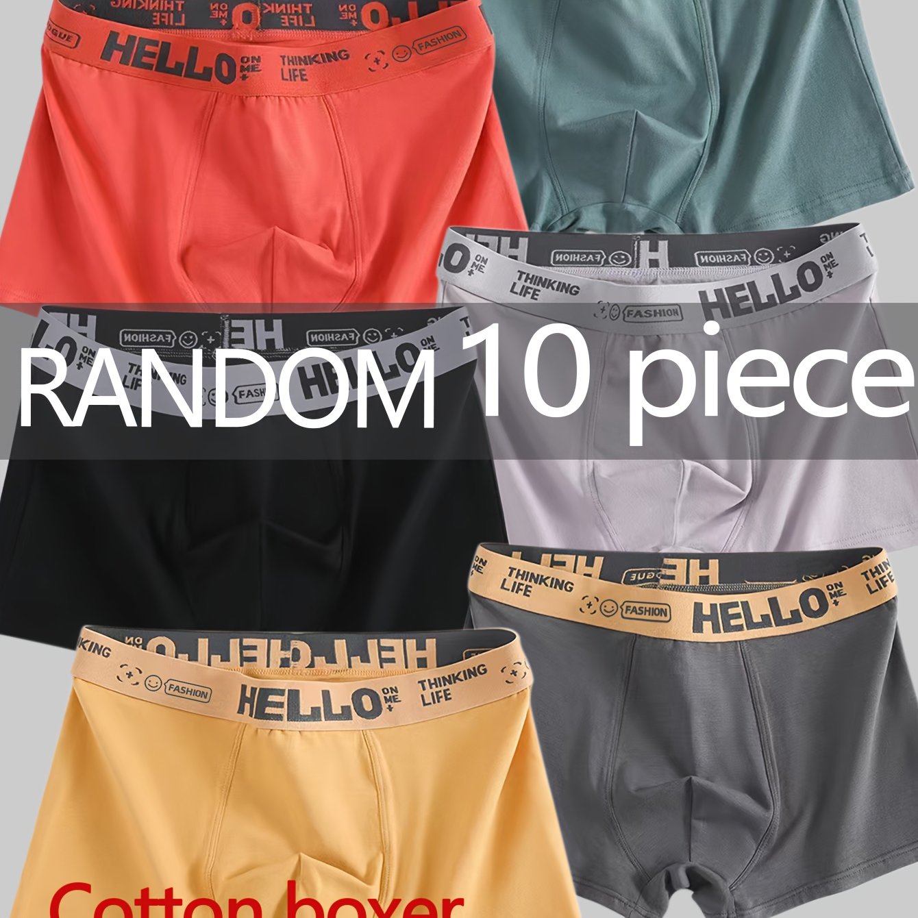 Erkaklar uchun moda ichki kiyim to'plamlari 1, 3, 5 yoki 10 dona, nafas oladigan paxtadan tayyorlangan, tez quriydigan elastik bel bog'ichiga ega.