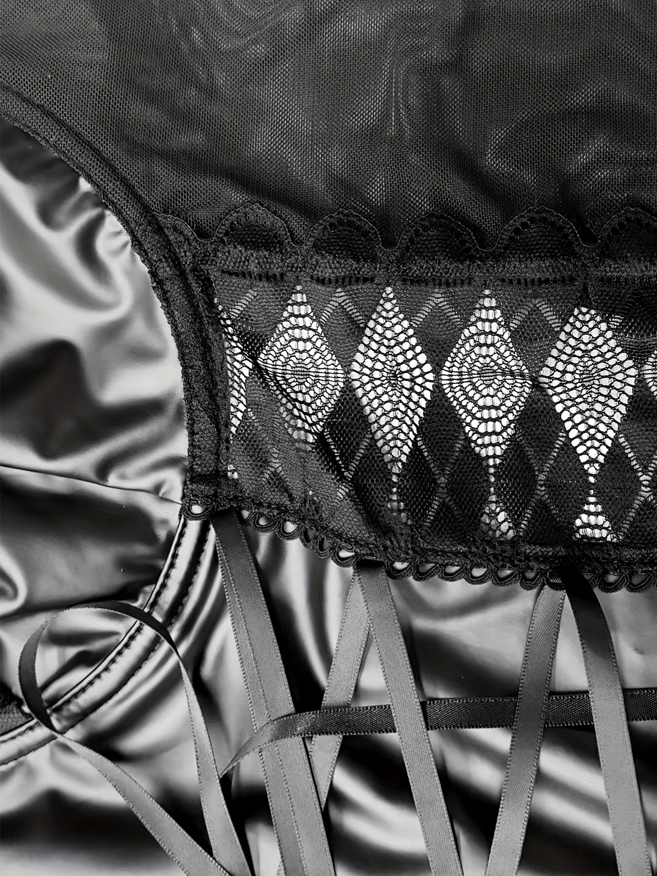 Women's Plus Size Black Lace Corset Bodysuit for Romantic Date