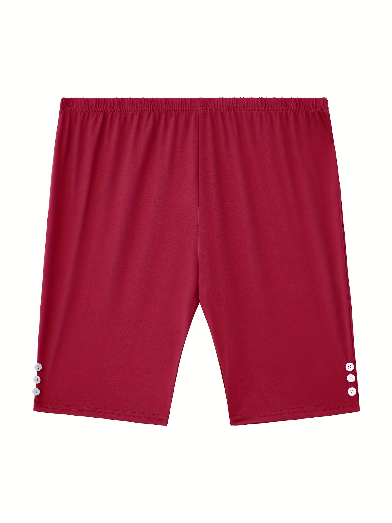 Women’s Plus Size Summer Bermuda Shorts Stretchy High-Waisted Casual Solid Color