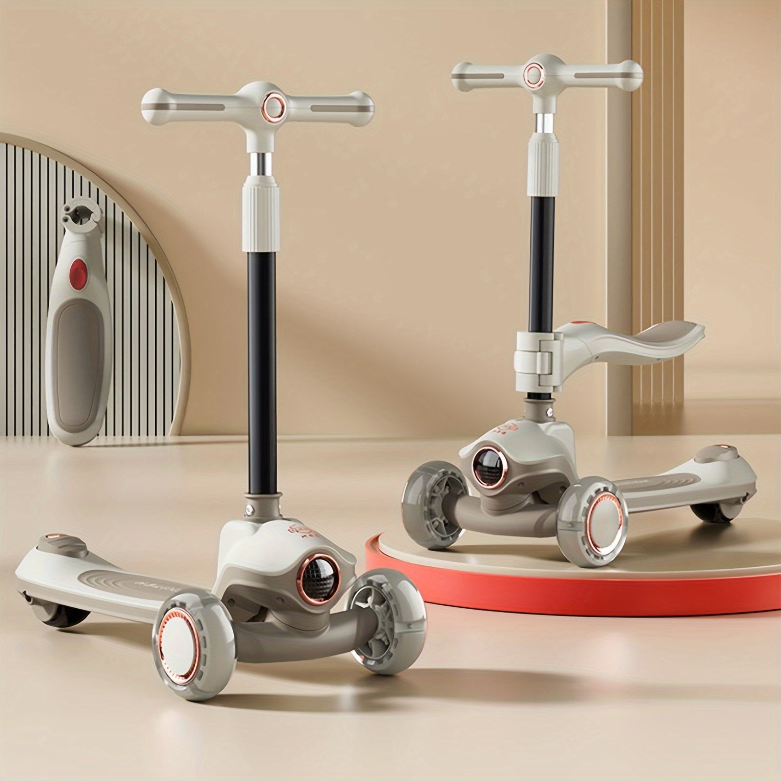 Kids' 2-in-1 Scooter and Bike for Ages 3-8 with LED Wheels Music and Foldable Design