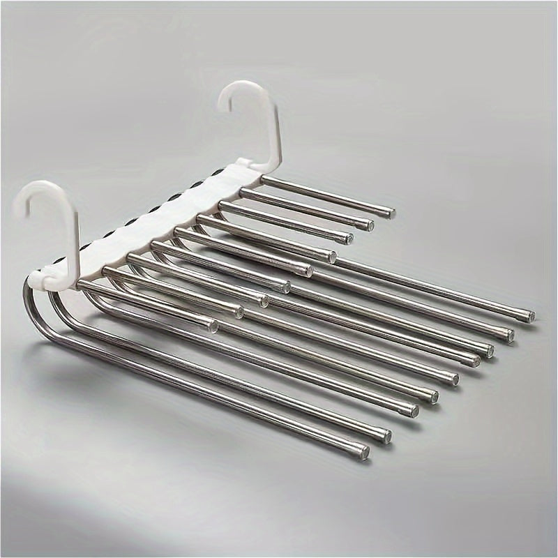 Stainless Steel Multi-Functional Trouser Hanger with Foldable Layers for Wardrobe Storage