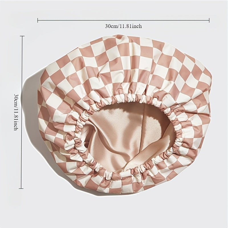 Satin Shower Cap Adjustable Hair Protection Durable Waterproof Cap