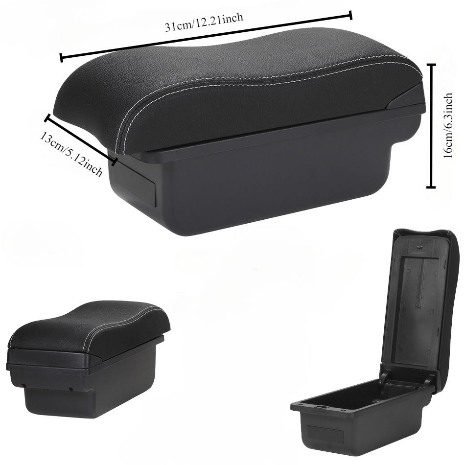Universal Car Armrest Storage Box for Small Cars Black