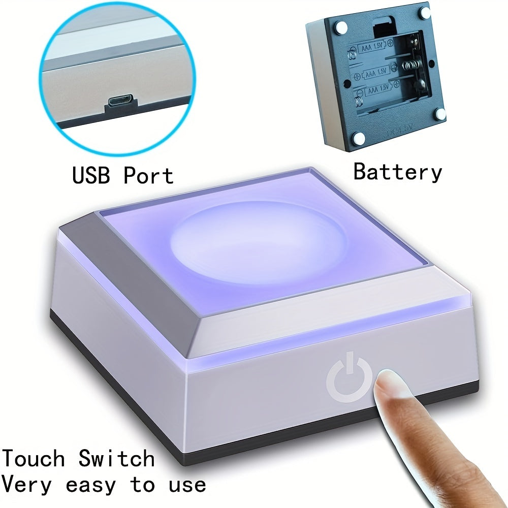 LED Light Base for 3D Crystals Touch-Sensitive Color Changing USB Rechargeable Acrylic Glass