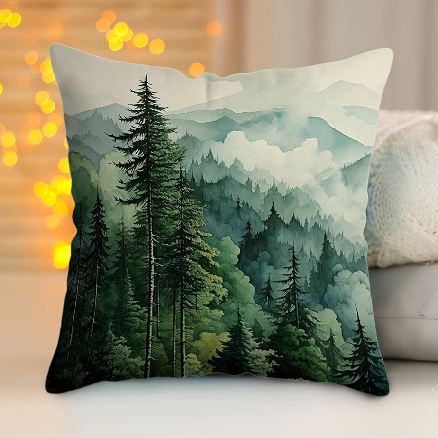 Square Pillow Cover Soothing Serenity Forest Green 44.96cm Washable Sofa Bedroom Decor