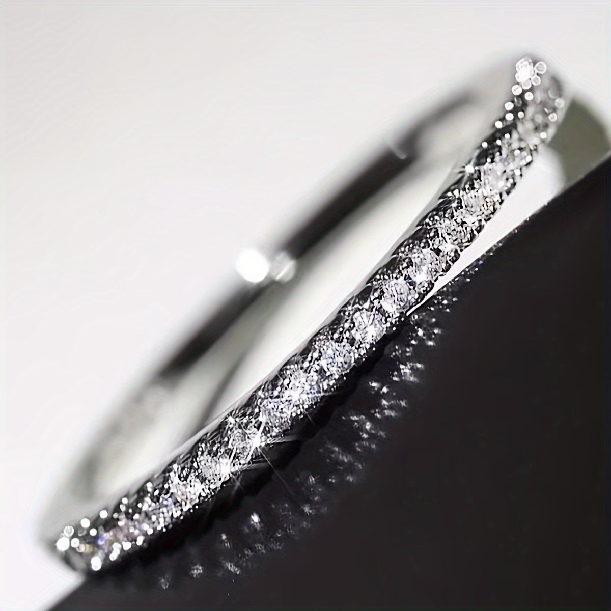 Sterling Silver Ring with Zirconia Line for Engagement or Wedding