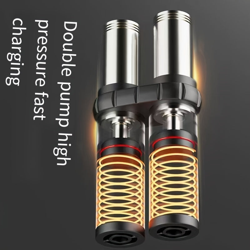 Bomba de aire portátil de alta presión negra con manómetro para coches, bicicletas y motocicletas