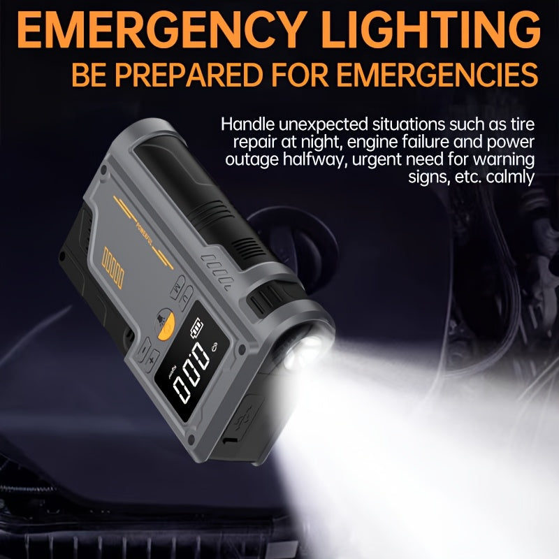 Надувной аварийный комплект для автомобиля с цифровым дисплеем и USB-зарядным устройством для накачки шин и запуска двигателя