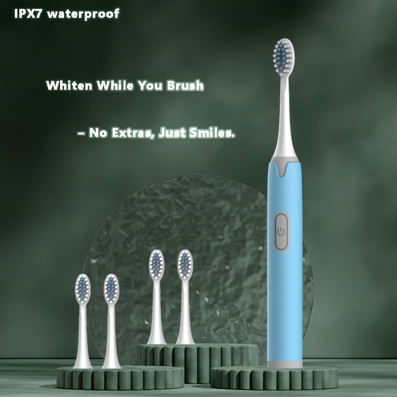 Electric Toothbrush With Soft Replaceable Heads Waterproof USB Rechargeable For Sensitive Gums