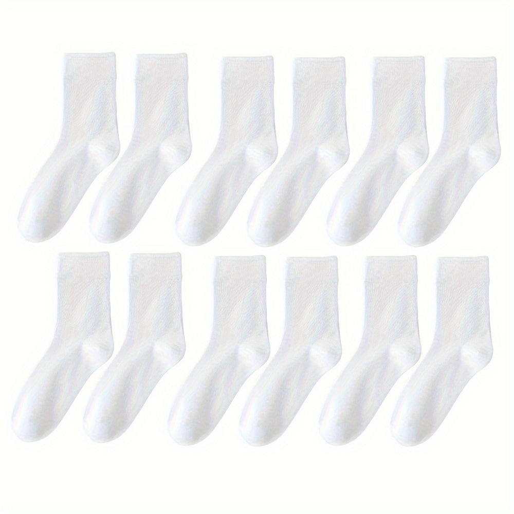 Unisex Cotton Crew Socks 6 Pairs Breathable Sweat-Absorbing Comfortable