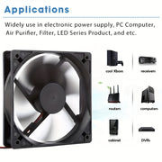 120mm DC Cooling Fan for Laptops PCs and Computer Cases 92.3 CFM 37.2 dBA