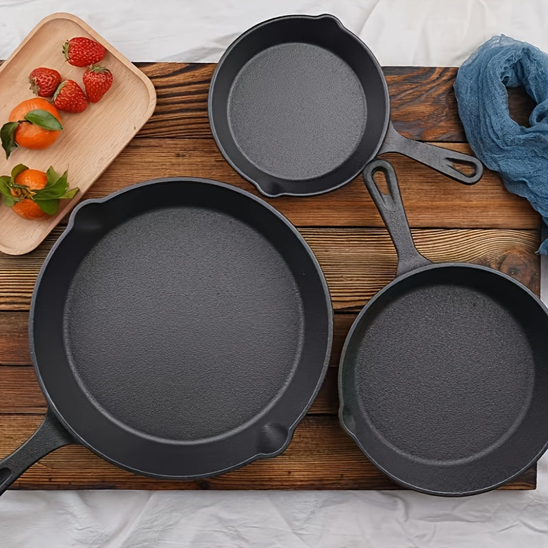 3 ta to'plam qattiq temirli skiletlar, dumaloq Teppanyaki grill panlari, yopishmaydigan tekis tagli qozonlar