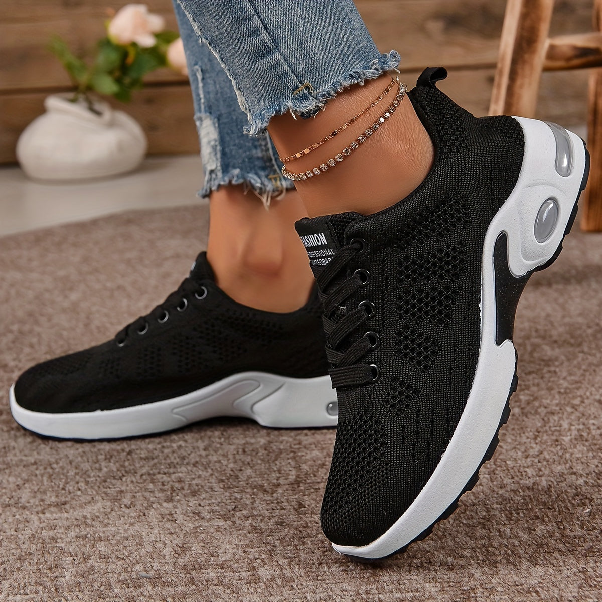 Ayollar uchun nafas oladigan, toʻqilgan pastki poyabzal, yugurish poyabzali, kundalik krossovkalar, kattaroq o'lcham