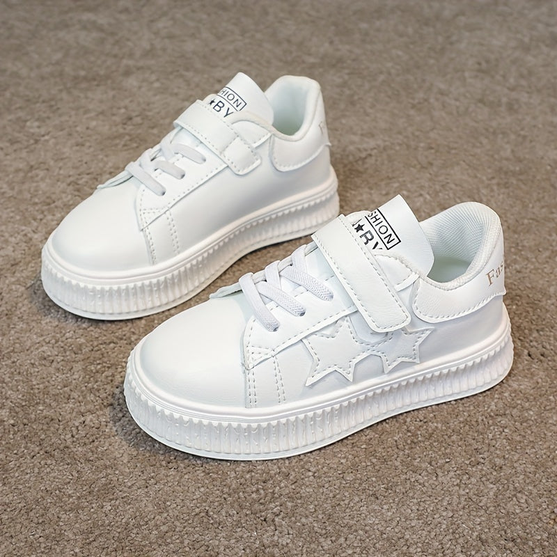 Girls' Star-Embellished Low-Top Sneakers for Comfort and Non-Slip Support All-Season