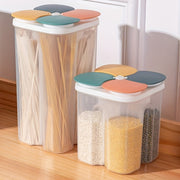 Juego de 4 recipientes de almacenamiento de alimentos a prueba de aire, cuadrados y transparentes con tapas para cereal, arroz y pasta