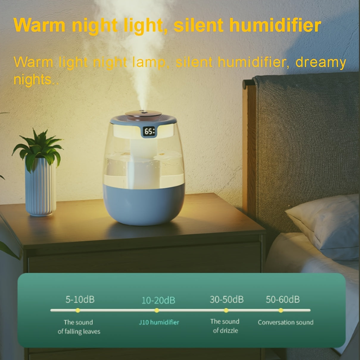 Dual Spray Humidifier with Digital Humidity Display for Home Office Dorm