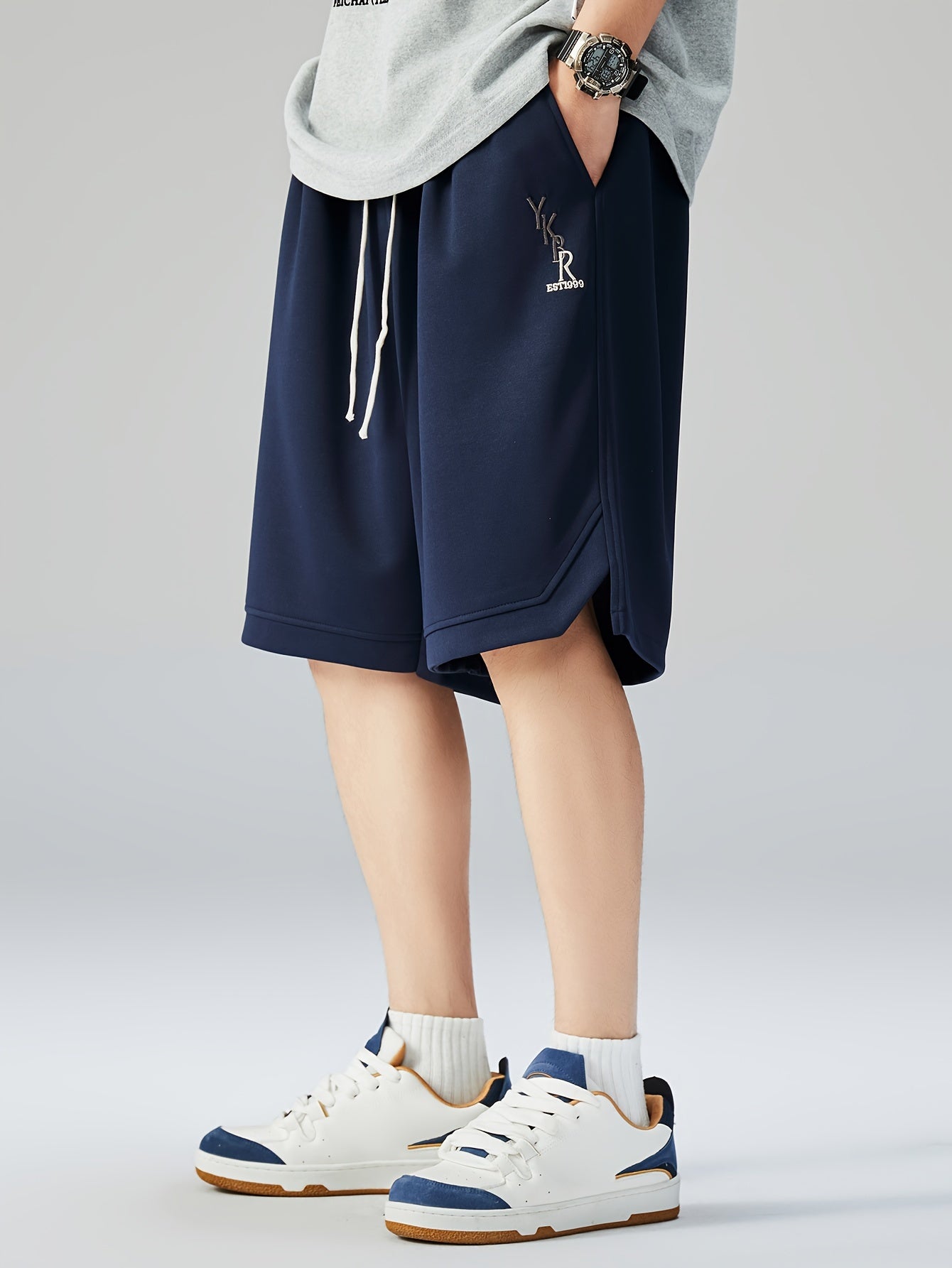 Men's Plus Size Casual Shorts Geometric Pattern Knit Polyester Loose Fit Summer Activities