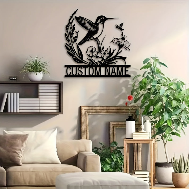 Personalized Metal Bird and Flower Wall Art for Porch or Courtyard Farmhouse Decor