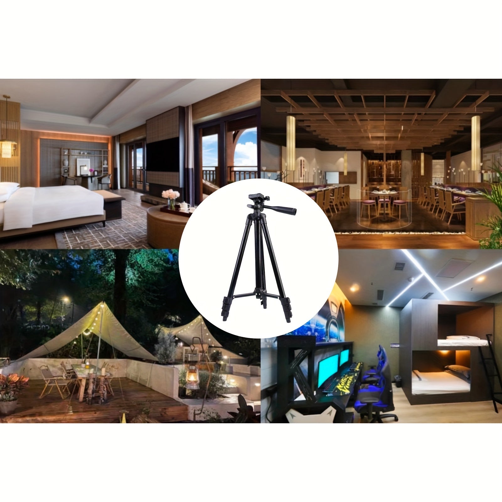 Aluminum Tripod with Phone Holder for Video Streaming Photography Adjustable Portable Durable