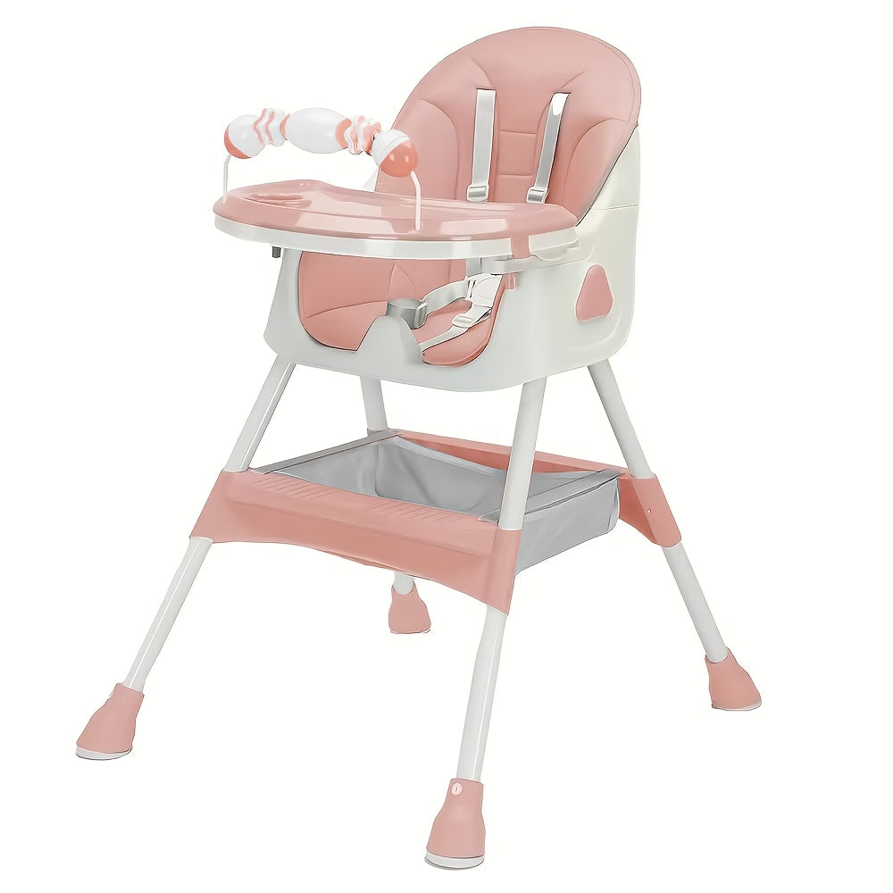 Children's Adjustable High Chair with Table and Food Plate for Toddlers