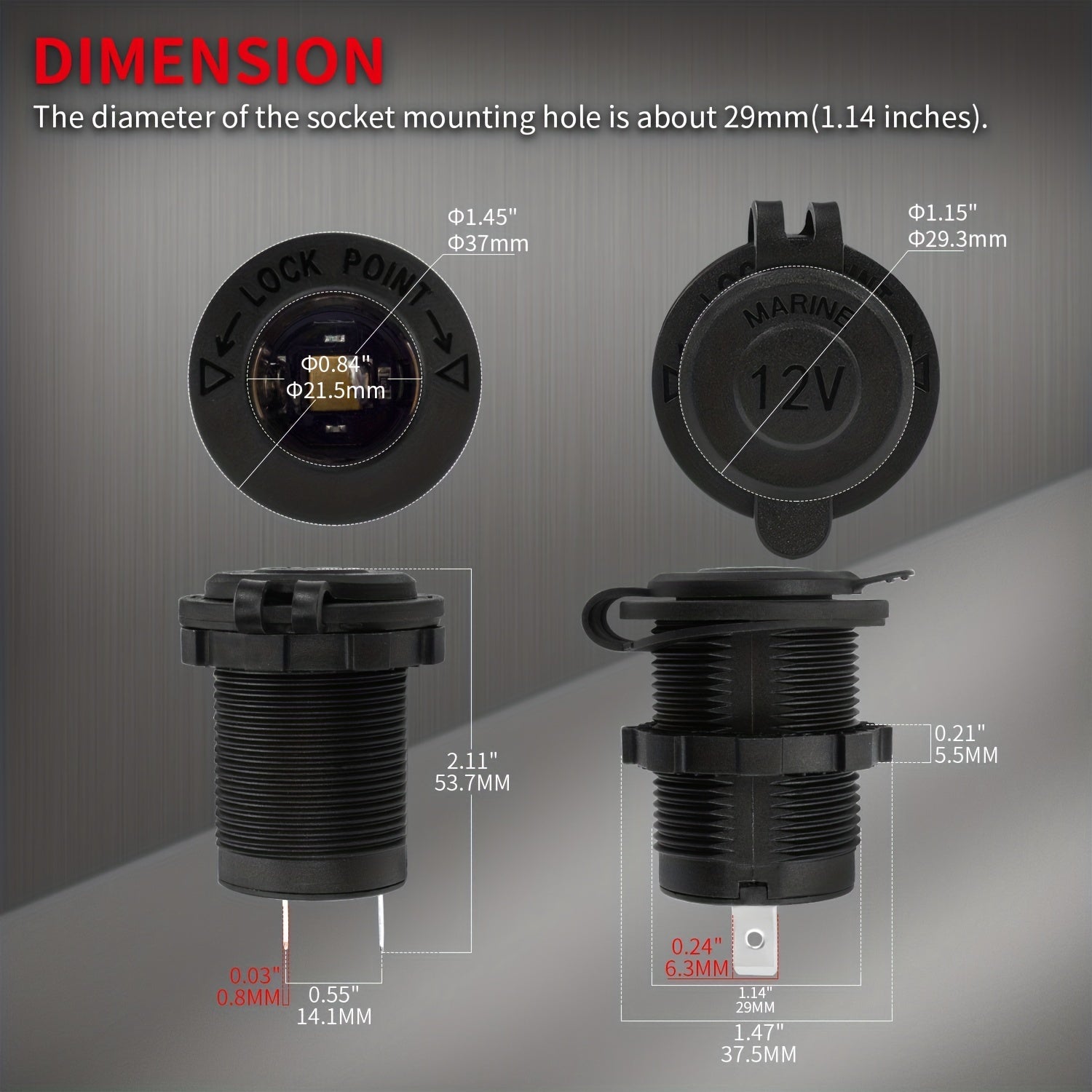 12V Cigarette Lighter Socket Replacement Female Connector with Fuse