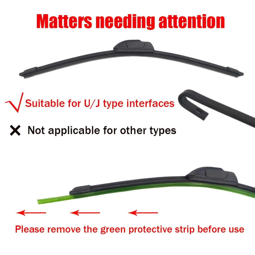Universal Windshield Wipers with U/J Hooks Durable All-Season Rubber Blades
