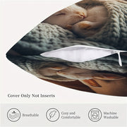 Reversible Christmas Bunny Pillowcase Polyester Cushion Cover for Home and Office