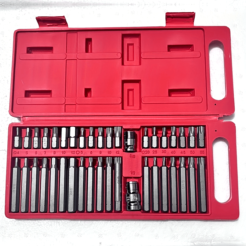 40-Donali Avtomobil Torx Bit To'plami Bardoshli Temir Hex va O'n ikki nuqtali shlanglar
