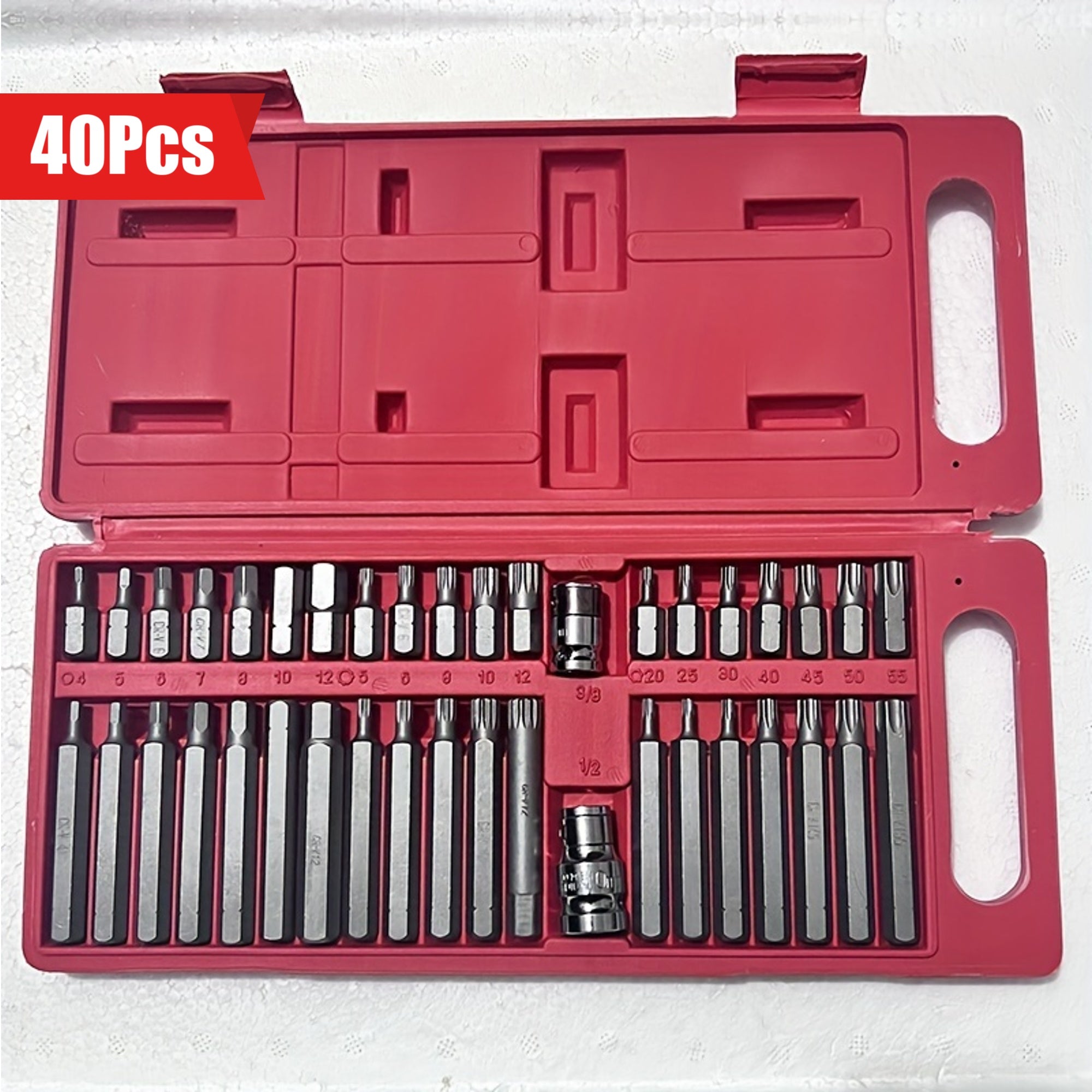 40-Donali Avtomobil Torx Bit To'plami Bardoshli Temir Hex va O'n ikki nuqtali shlanglar