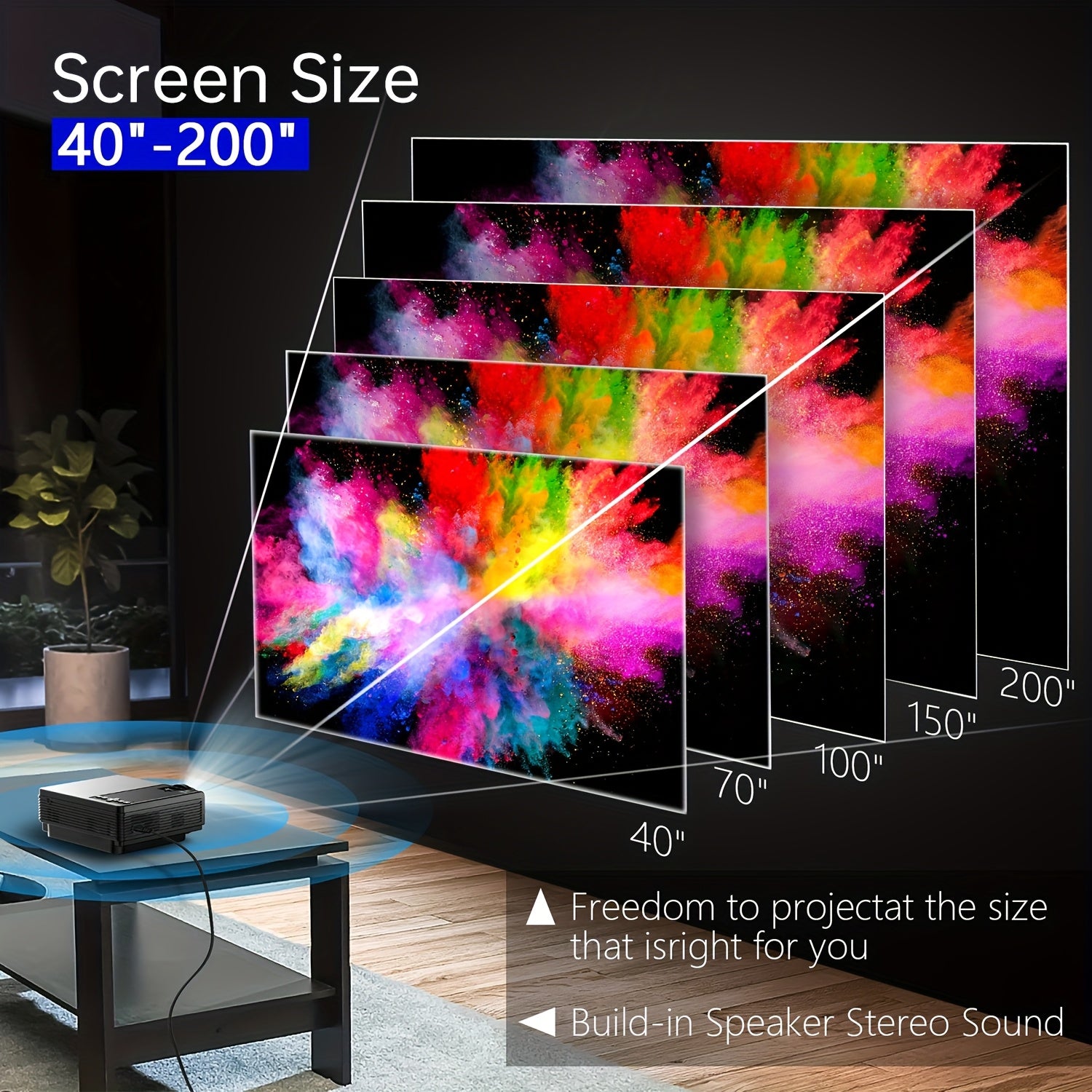 Mini Portable Projector 1080P Full HD Wifi Bluetooth Compact Video Player