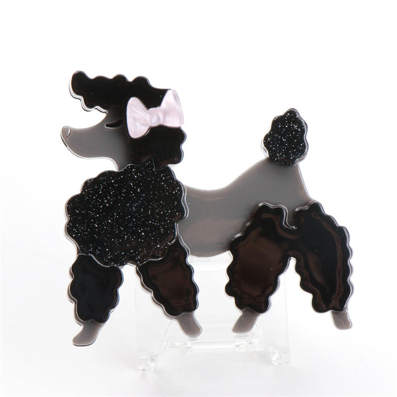 Black Acrylic Poodle Brooch Jewelry Gift for Women and Girls