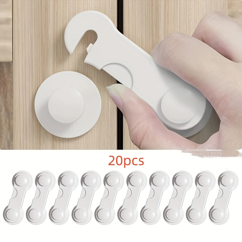 10-Pack Safety Cabinet Locks Plastic Locks for Cabinets and Appliances White