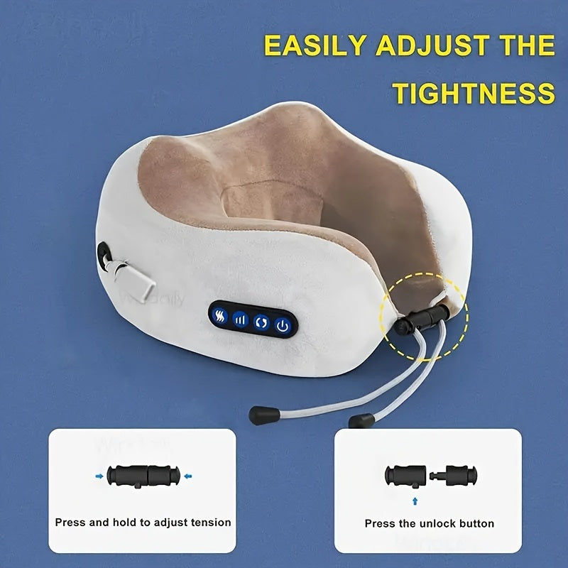Electric Neck Massager with Heat and Adjustable Strap for Travel Office Home Relaxation