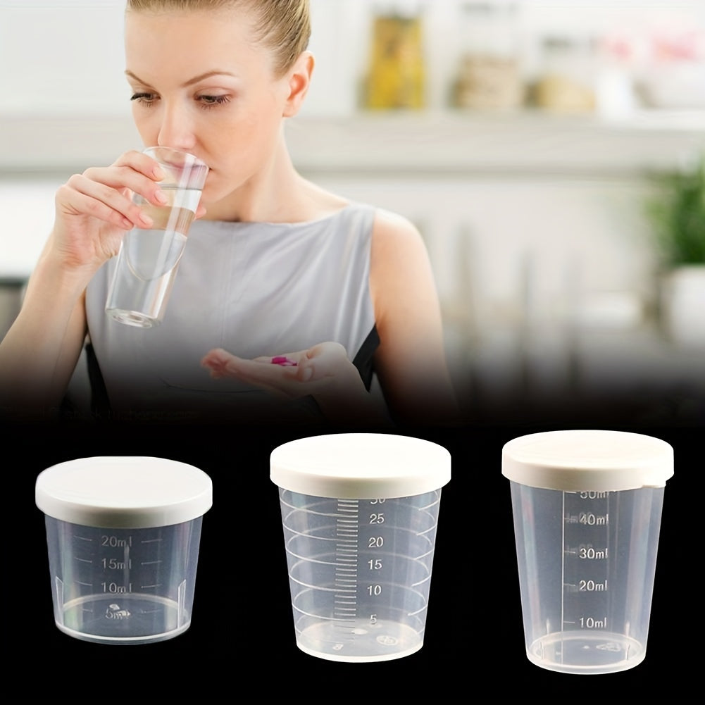 Graduated Clear Measuring Cup Set 20/30/50ml with Lid for Kitchen and Travel