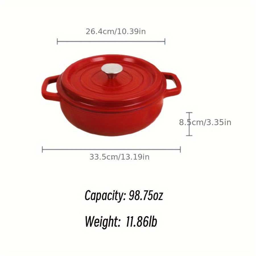 Enamel Coated Cast Iron Pot with Lid, Non-Stick, Oven and Induction Compatible, 60.8oz-115oz