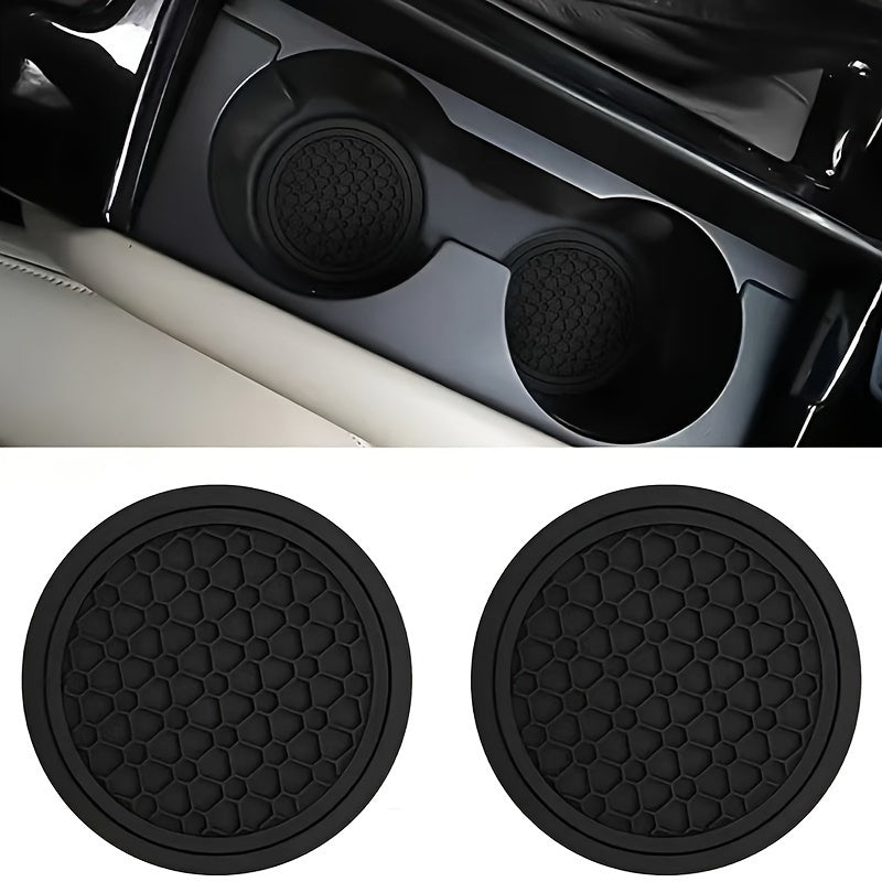 2PCS Car Coasters Honeycomb Pattern Non-slip Dustproof Drink Holder Protector