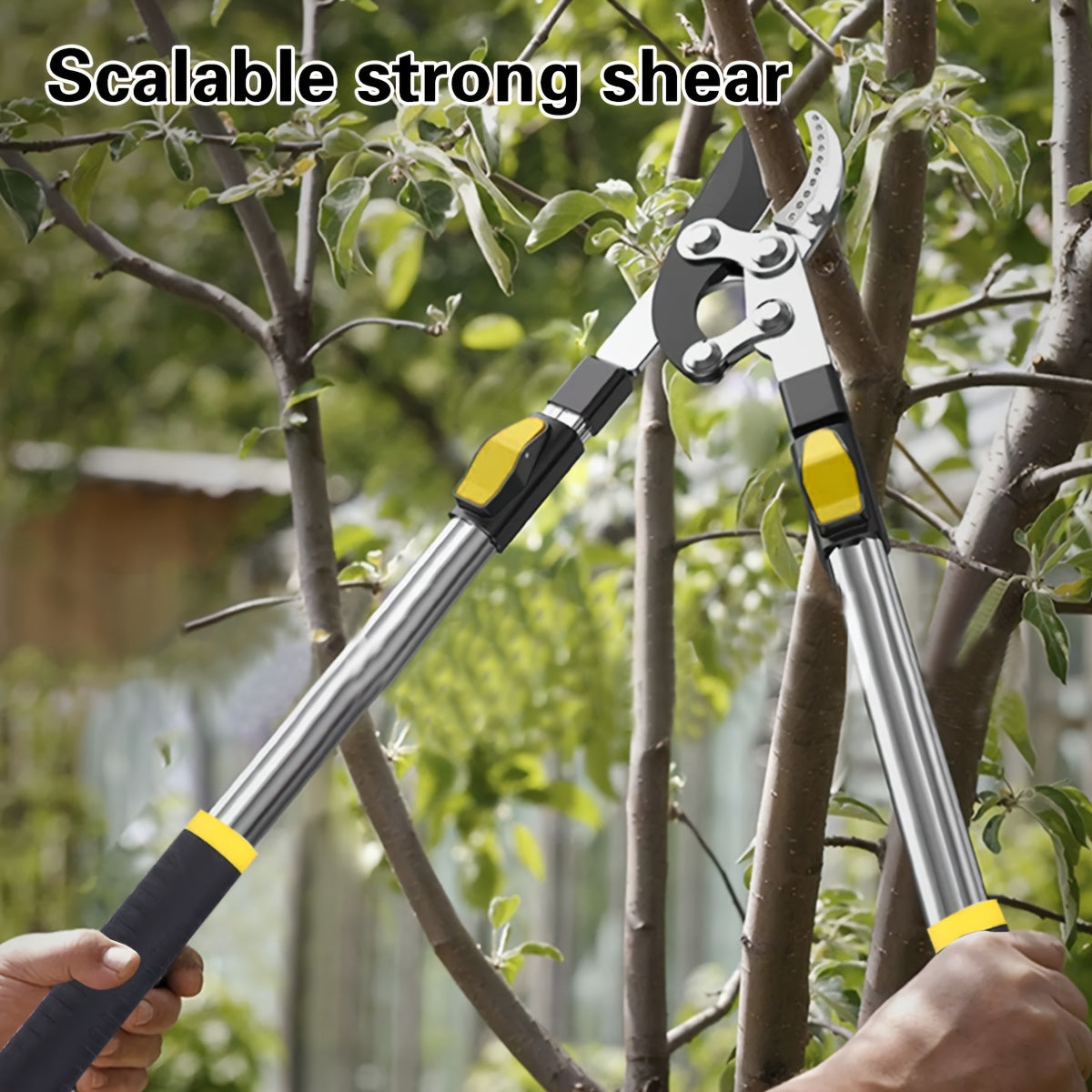 Heavy-Duty Pruning Shears Alloy Steel Blade Retractable Handle for Thick Branches