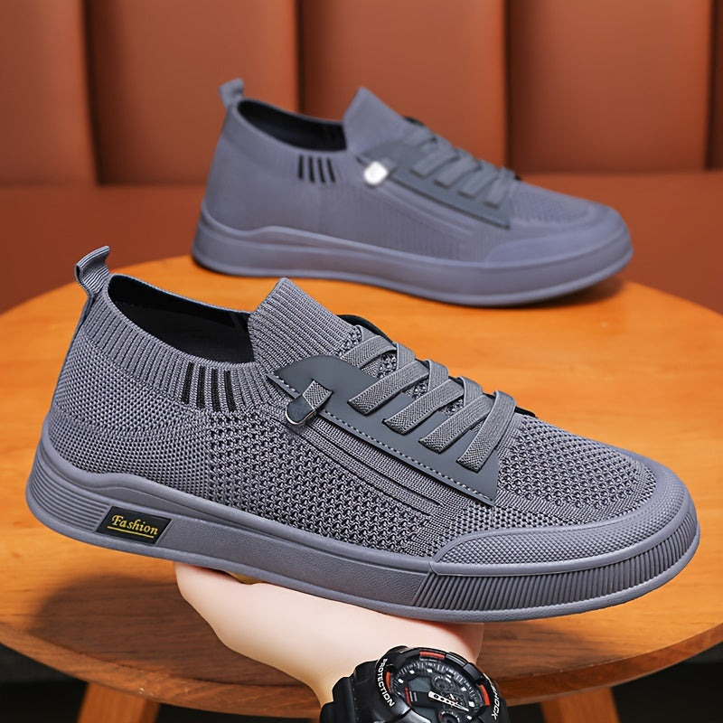 2024 yil bahor/kovak uchun yangi kelgan erkaklar uchun tasodifiy nafas oladigan krossovkalar, elastik yopiq, pastki qismi, dumaloq barmoq, mato ichki qismi, PVC taglik